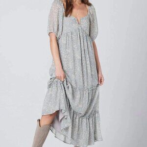 Saltwater LUXE Gray Floral Midi Dress